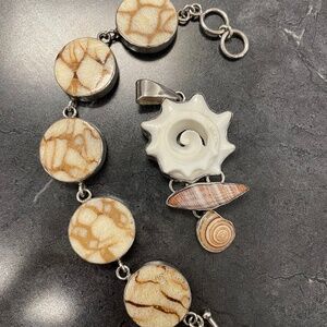 Sterling Silver Seaside Bracelet and Pendant Bundle